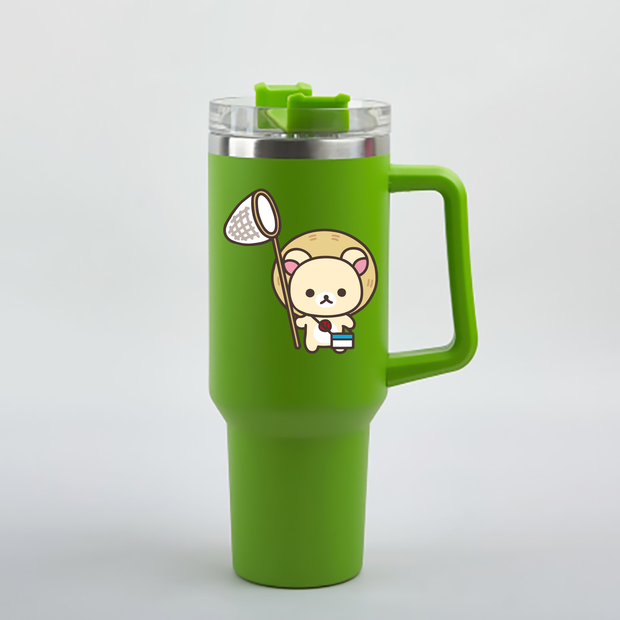 （画像用） リラックマ リラックマ キイロイトリ Rilakkuma Korilakkuma Kiiroitori 1200mL車用タンブラー - クリスタルステッカー（プラスチックストロー付き）